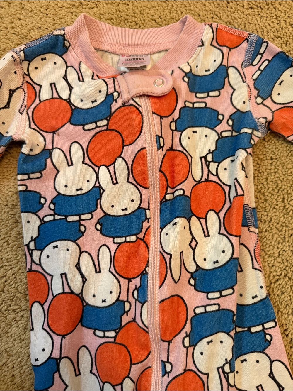 Hanna Andersson Pink Bunny “Miffy” Balloon Footed One-Piece - Picture 3 of 5